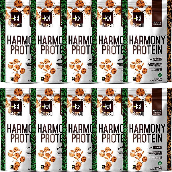 Kit 10 Harmony Protein Cookies Rakkau 600g Vegano - Proteína