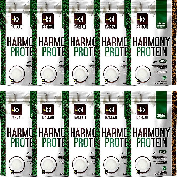 Kit 10 Harmony Protein Coco Rakkau 600g - Vegano - Proteína