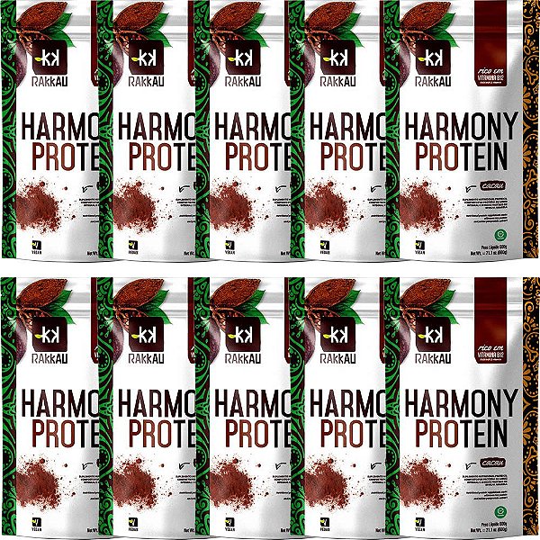 Kit 10 Harmony Protein Cacau Rakkau 600g - Vegano - Proteína