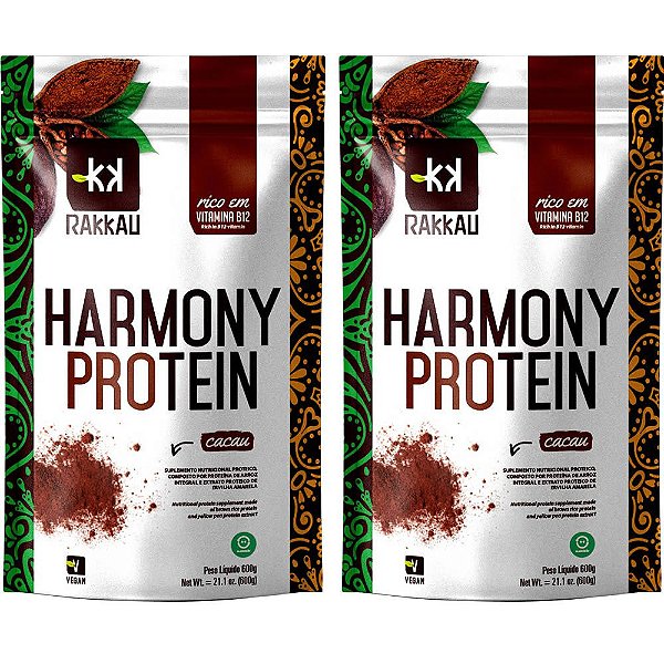 Kit 2 Harmony Protein Cacau Rakkau 600g - Vegano - Proteína