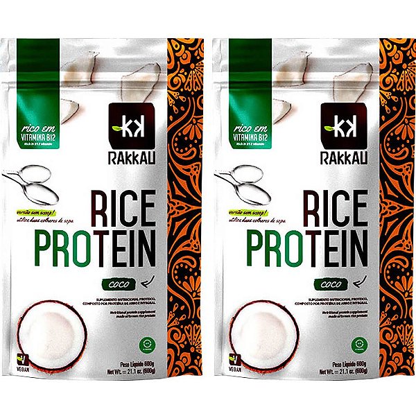 Kit 2 Rice Protein Coco Rakkau 600g - Vegano - Proteína