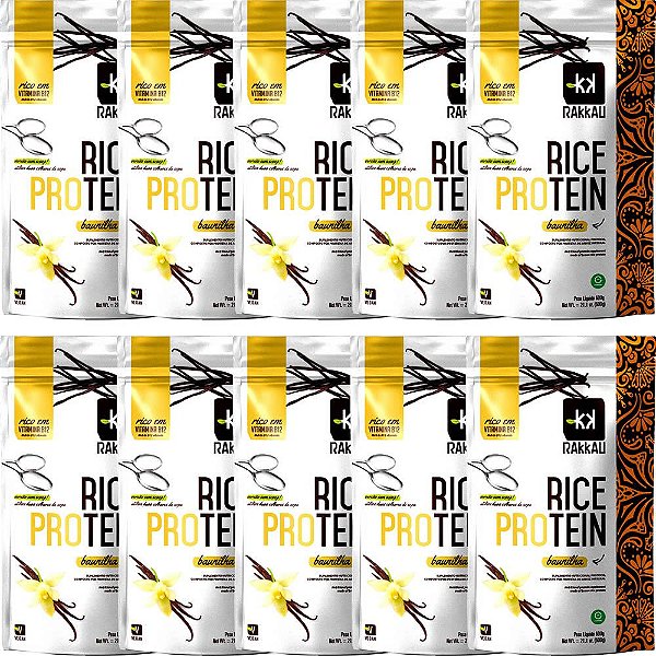 Kit 10 Rice Protein Baunilha Rakkau 600g - Vegano - Proteína