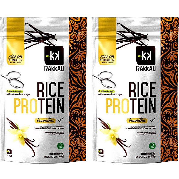 Kit 2 Rice Protein Baunilha Rakkau 600g - Vegano - Proteína