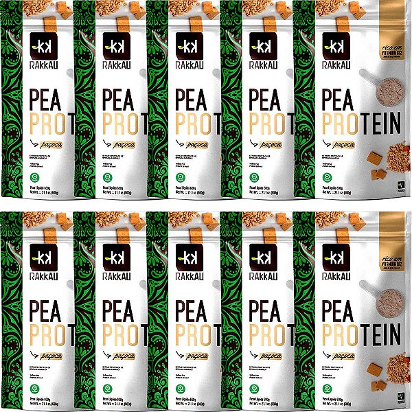 Kit 10 Pea Protein Paçoca Rakkau 600g - Vegano - Proteína