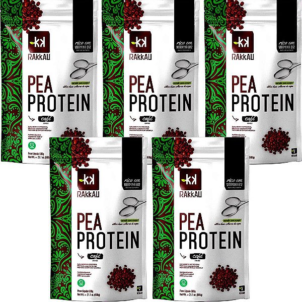 Kit 5 Pea Protein Café Rakkau 600g - Vegano - Proteína