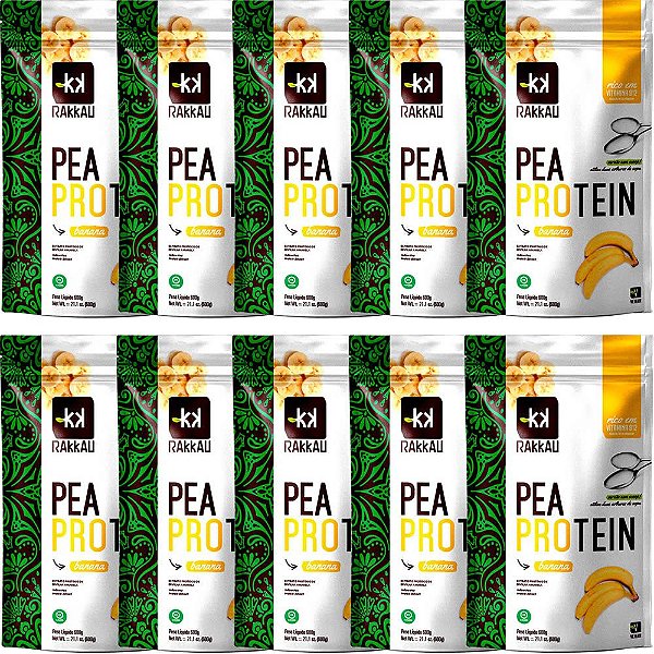 Kit 10 Pea Protein Banana Rakkau 600g - Vegano - Proteína