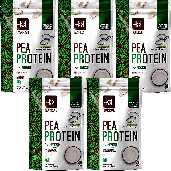 Kit 5 Pea Protein Coco Rakkau 600g Vegano Proteína Ervilha