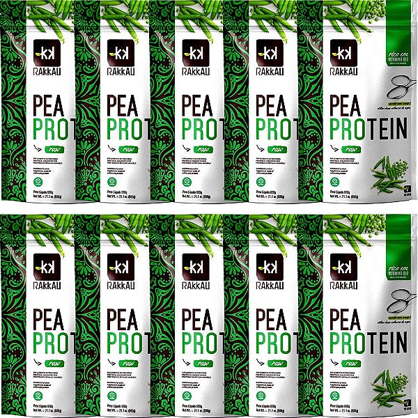 Kit 10 Pea Protein Natural Rakkau 600g - Vegano - Proteína