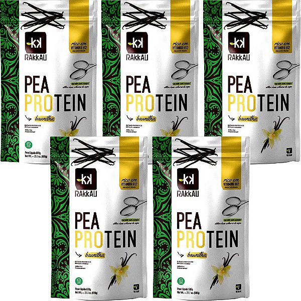 Kit 5 Pea Protein Baunilha Rakkau 600g - Vegano - Proteína