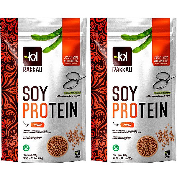 Kit 2 Soy Protein Natural Rakkau 600g Vegano - Proteína Soja