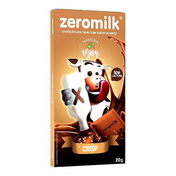 Chocolate ZeroMilk Crisp (Flocos de Arroz) 40% Cacau Tudo Zero Leite 20g