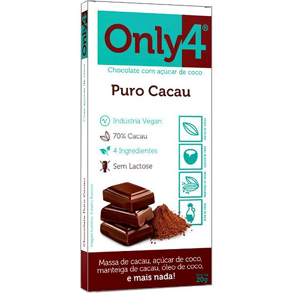 Chocolate Only4 Puro Tudo Zero Leite 20g