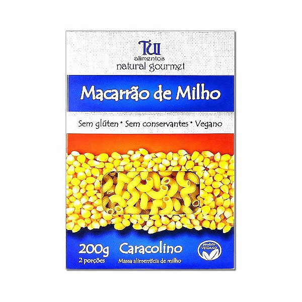 Macarrão Caracolino de Milho Não-Transgênico Sem Glúten Tui Alimentos 200g