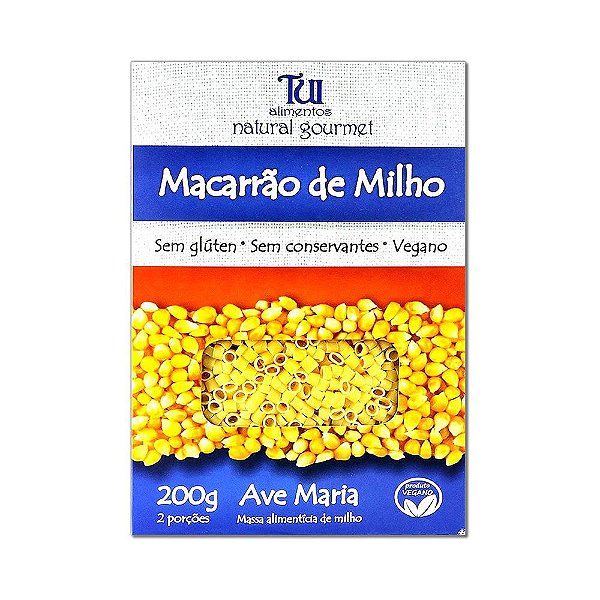 Macarrão Ave-Maria de Milho Não Transgênico Sem Glúten Tui Alimentos 200g