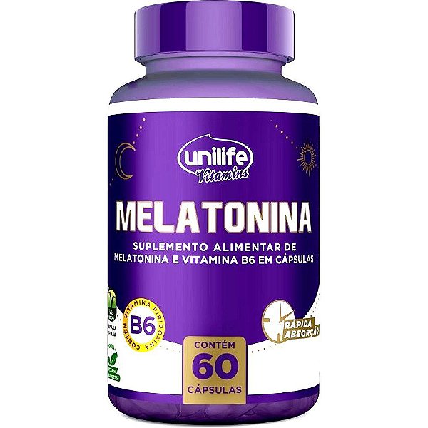 Melatonina e Viamina B6 Unilife 60 cápsulas