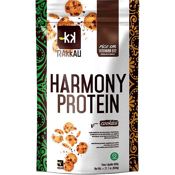 Harmony Protein Cookies Rakkau 600g - Vegano - Proteína de Arroz e Ervilha