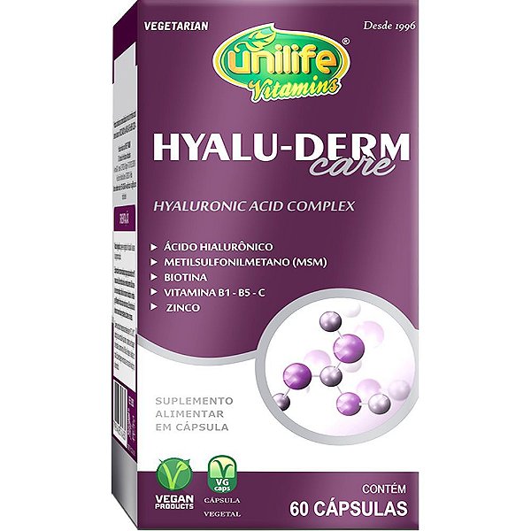 Hyaluderm (Ácido Hialurônico) + Vit. e Minerais Unilife 60 cápsulas