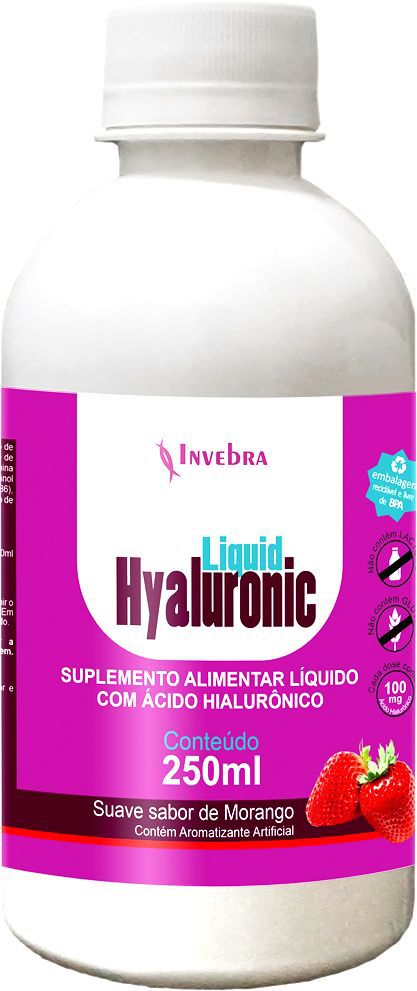 Liquid Hyaluronic Morango Ácido Hialurônico Invebra 250ml