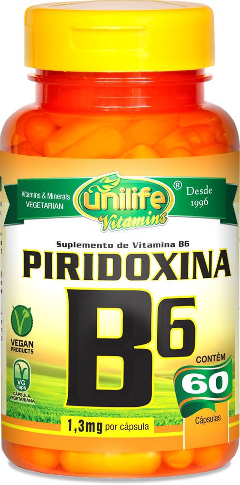 Vitamina B6 Piridoxina Unilife 60 cápsulas - Vegano
