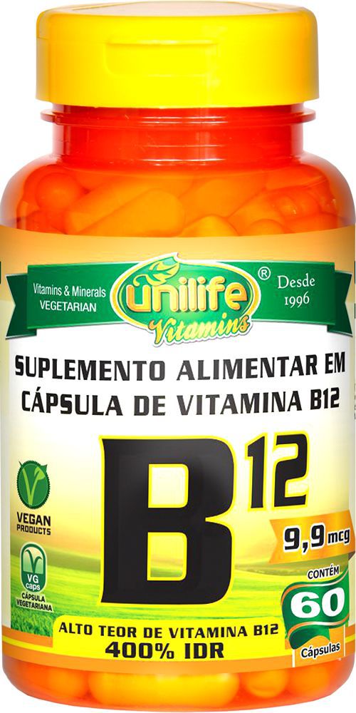 Vitamina B12 Cianocobalamina Unilife 60 Cápsulas - Vegano