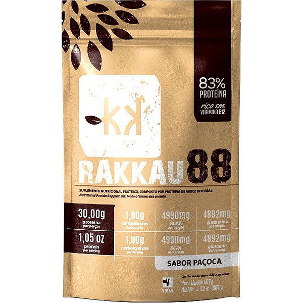 Rakkau 88 Paçoca Rakkau 907g - Vegano - Proteína De Arroz