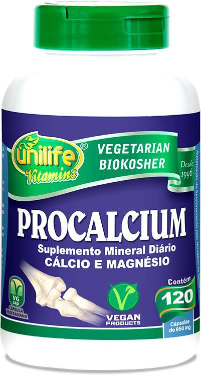 Procalcium base de Cálcio e Magnésio Unilife 120 cápsulas de 950mg
