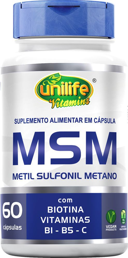 MSM + Biotina e Vitaminas B1, B5 e C Unilife 60 Cápsulas