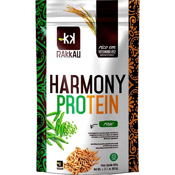 Harmony Protein Natural Rakkau 600g - Vegano - Proteína de Arroz e Ervilha