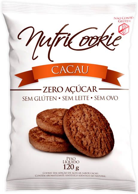 Cookie Zero Açúcar Cacau Sem Glúten Nutripleno 120g - Vegano