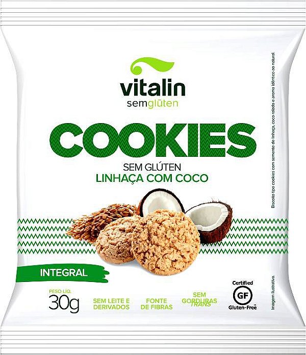 VAL: 02/07/2024 Cookie Sem Glúten Linhaça com Coco Vitalin 30g
