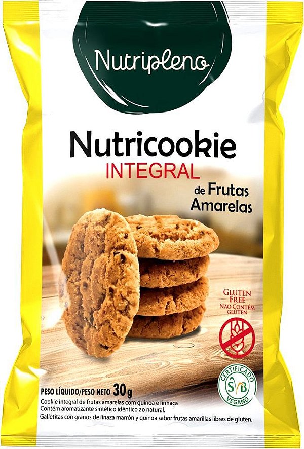 Cookie Integral Frutas Amarelas Sem Glúten Nutripleno 30g