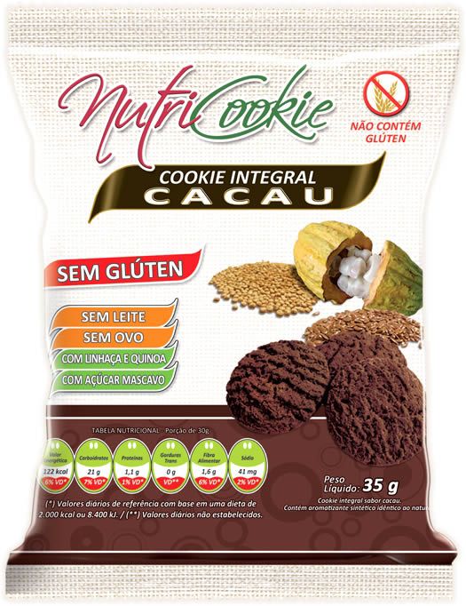 Cookie Integral Cacau Sem Glúten Nutripleno 30g - Vegano