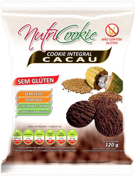 Cookie Integral Cacau Sem Glúten Nutripleno 120g - Vegano