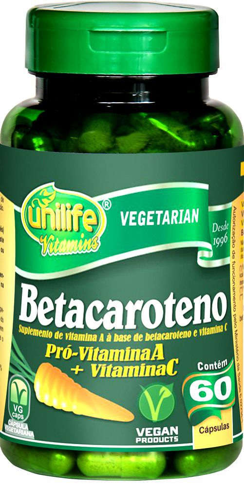 Betacaroteno Pró Vitamina A + C Unilife 60 cápsulas de 500mg