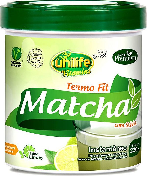 Matcha Termo Fit Instantâneo Sabor Limão Unilife 220g - Vegano