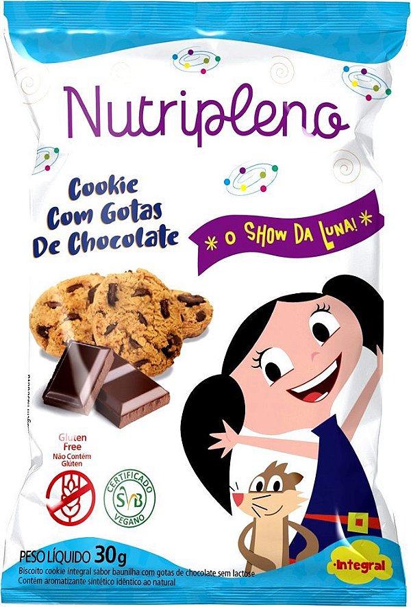 Cookie Gotas de Chocolate O Show da Luna Sem Glúten Nutripleno 30g