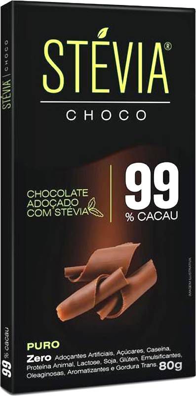 Chocolate Stévia Choco 99,9% Cacau Adoçado com Stévia Tudo Zero Leite 80g