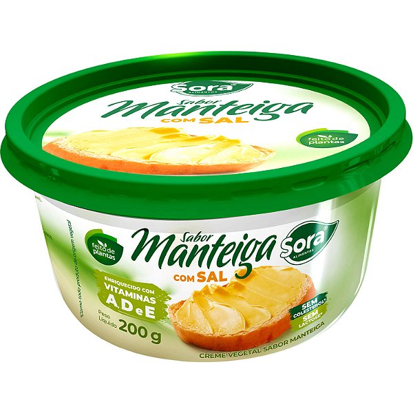 Manteiga Vegana Creme Vegetal Com Sal Sora 200g