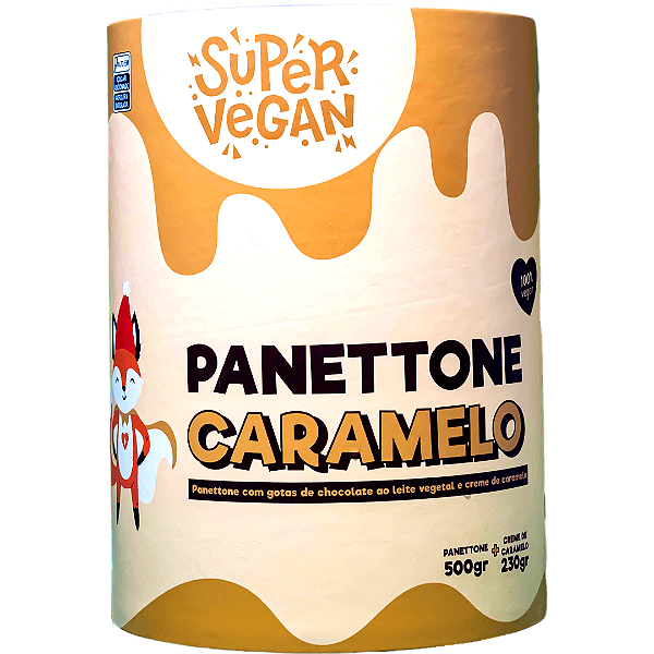 Panettone com Gotas de Chocolate ao Leite (500gr) + Creme de Caramelo (230gr) Super Vegan 730g