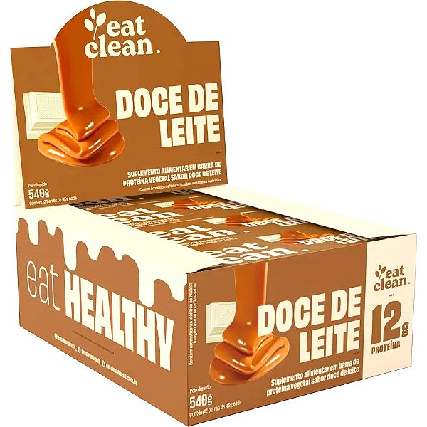 Kit 12 Barra Proteína Doce de Leite Vegano Eat Clean 45g