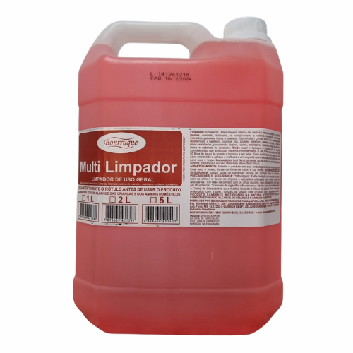 Multi Limpador De Uso Geral 5l Bonrruque Limpa Perfuma Conserva Rende ate 250 Litros