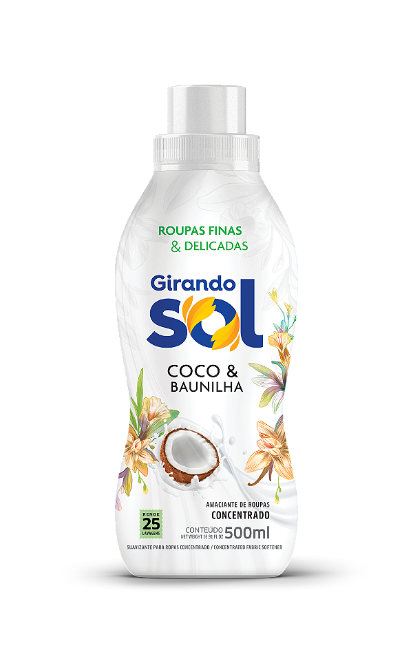 Amaciante Concentrado Coco e Baunilha 500ml Girando Sol