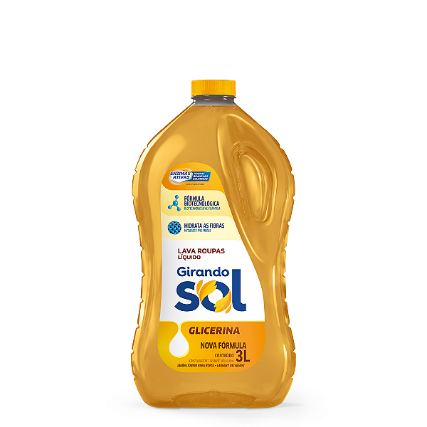 Lava Roupas Líquido Glicerina 3L Girando Sol