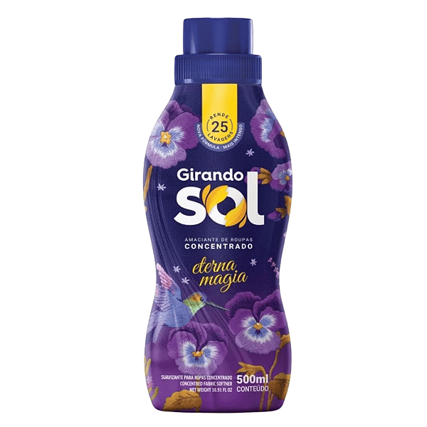 Amaciante Concentrado Puro Carinho 500ml Girando Sol | Maciez e Perfume Duradouro