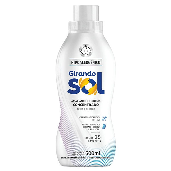 Amaciante Concentrado Hipoalergênico 500ml Girando Sol | Peles Sensíveis
