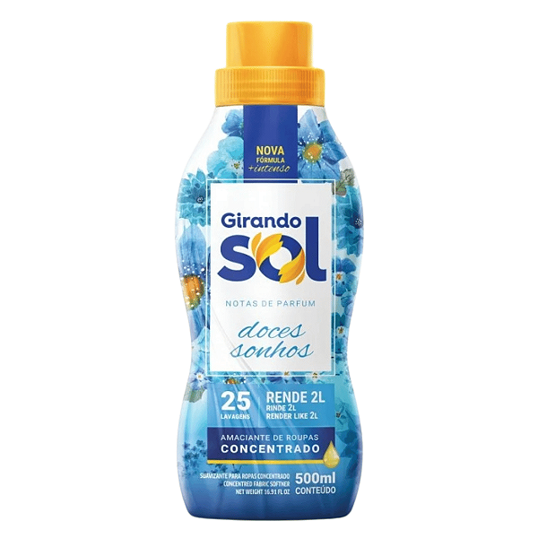 Amaciante Concentrado Doces Sonhos 500ml Girando Sol | Perfume Duradouro