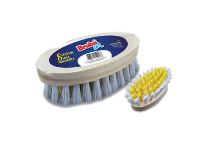 Escova Oval Madeira Brubalar