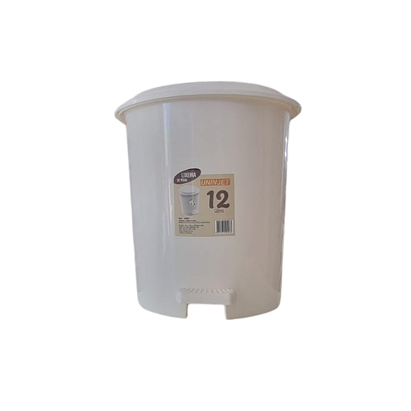 Lixeira de Pedal 12L Redonda Branca Uninjet