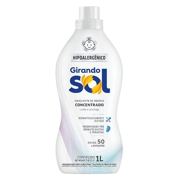 Amaciante Concentrado Coco e Baunilha 1L Girando Sol – Rende Até 50 Lavagens