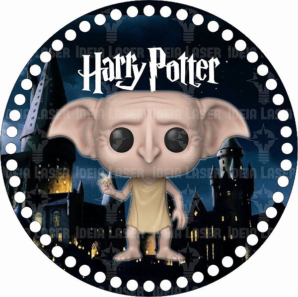 Base MDF Fio de Malha Crochê Redonda Estampada Harry Potter - Dobby